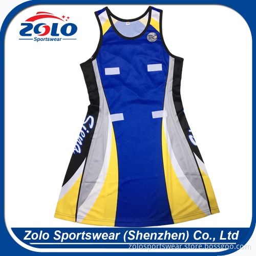 China manufacture custom made fully sublimation girls netball jersey